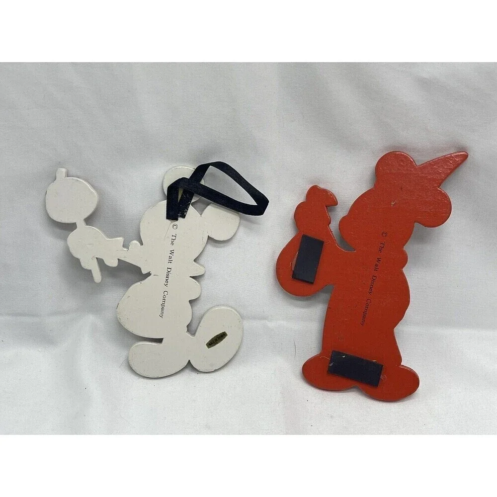 Vintage Walt Disney Co HALLOWEEN 2 MICKEY MOUSE 6” Wooden Ornament 1987 RARE